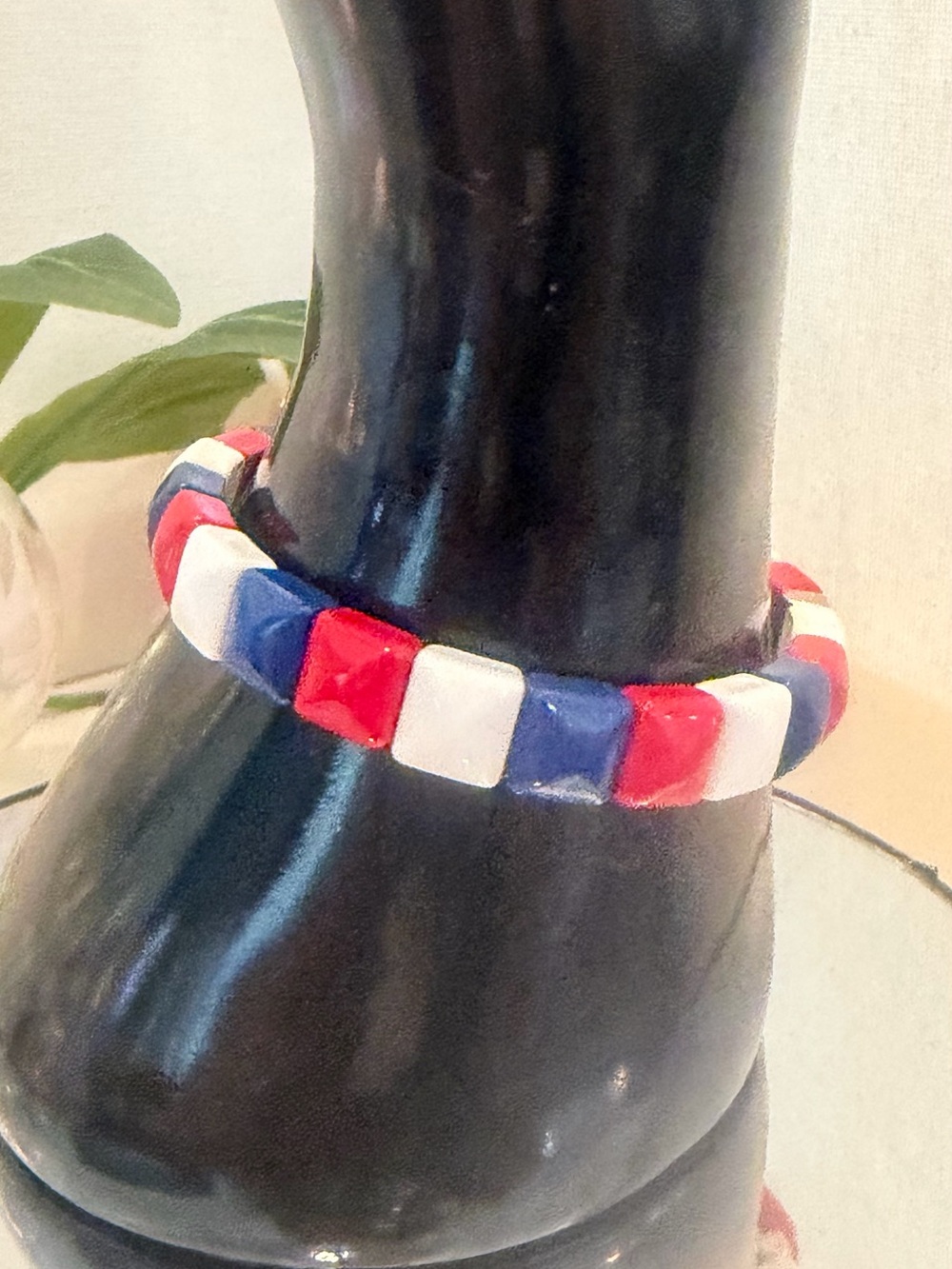 Patriotic Red, White & Blue Tile Stretch Bracelet NEW